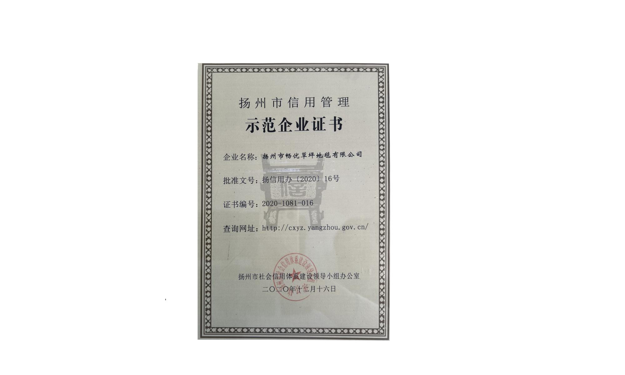 Certificate of Demonstration Enterprise 